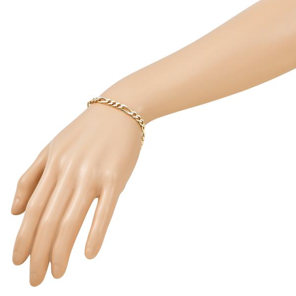 Gold Plated over Sterling Silver Two-Tone Figaro Chain Bracelet