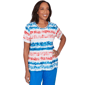 Womens Alfred Dunner Lady Liberty Americana Tie Dye Stripe Tee - image 1