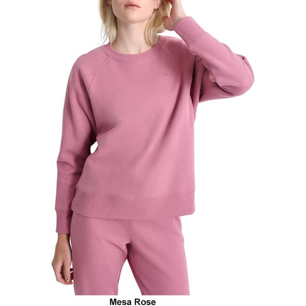 Womens DKNY Embroidered Logo Fleece Crewneck Sweatshirt