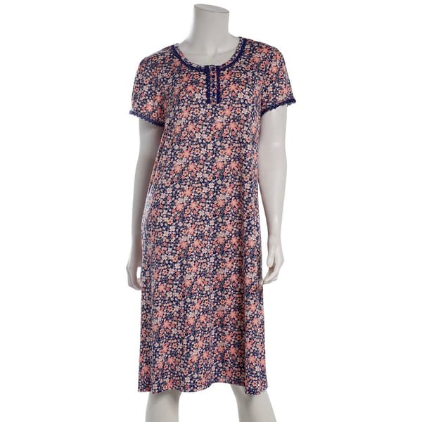 Womens White Orchid Flutter Sleeve Floral Nightgown