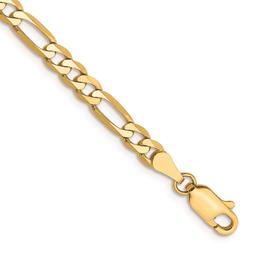 Mens Gold Classics(tm) 4mm. 14k Gold Flat Figaro Chain Bracelet