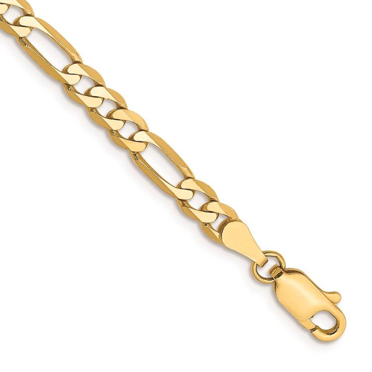 Mens Gold Classics(tm) 4mm. 14k Gold Flat Figaro Chain Bracelet