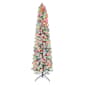 Puleo International 7.5ft. Pre-Lit Flocked Christmas Pine Tree - image 1