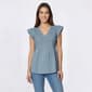 Womens Architect® Flutter Sleeve Embroidery Eyelet Bodice Blouse - image 2