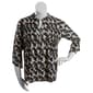 Plus Size Notations 3/4 Sleeve Jacquard Henley Blouse-Black/Blue - image 1
