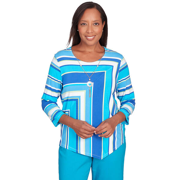 Womens Alfred Dunner Tradewinds Spliced Stripe Top - image 
