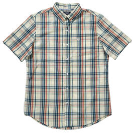 Mens Chaps Short Sleeve Stretch Easy Care Shirt - Driftwood