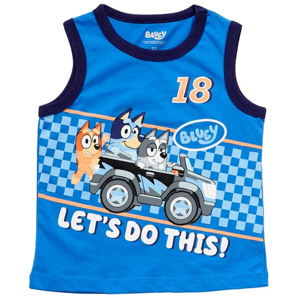 Toddler Boy Bluey Race Car Tank Top - image 