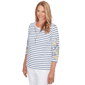 Petite Alfred Dunner Classics 3/4 Sleeve Stripe Bird Blouse - image 3
