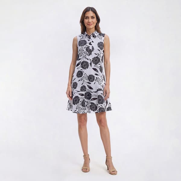 Womens Emma & Michele Sunflower Poplin Ruffle Hem Shift Dress - image 