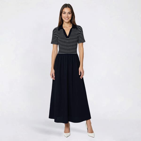 Womens Absolutely Famous Short Sleeve Stripe Midi Sweater Dress - image 