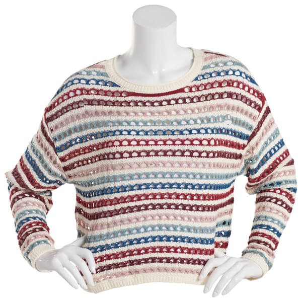 Juniors A. Byer Tahoe Open-Stitch Pullover Sweater - image 