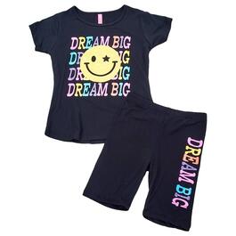 Girls &#40;7-16&#41; Dream Star Smiley Face Bike Shorts Set