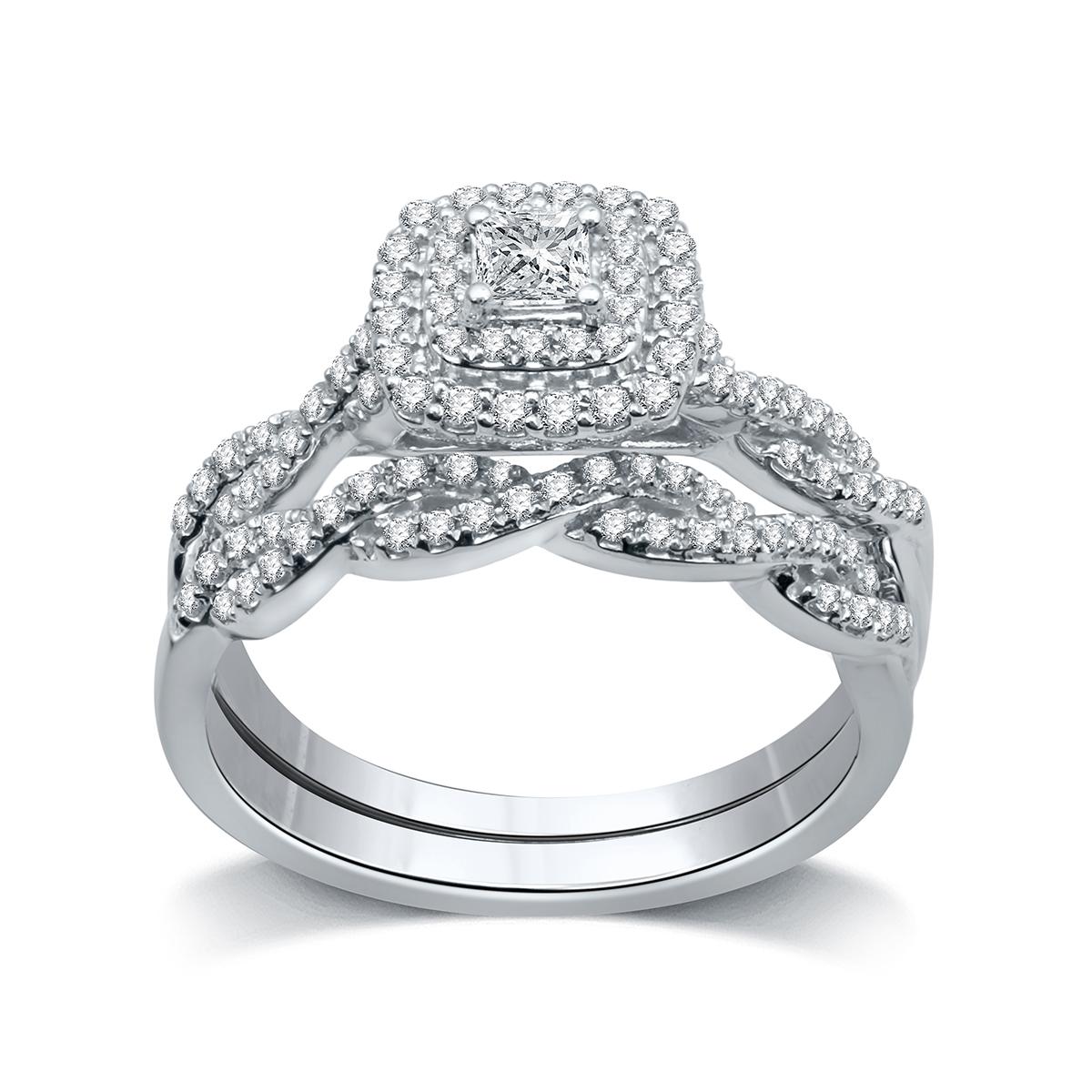 Nova Star® Lab Grown Diamond Cushion Halo Bridal Set