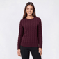 Petite Preswick & Moore® Long Sleeve Cable Knit Crew Neck Sweater - image 4
