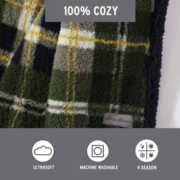 Eddie Bauer Trailhead Plaid Sherpa Throw