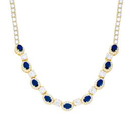 Gianni Argento Lab Sapphire Oval Frontal Necklace