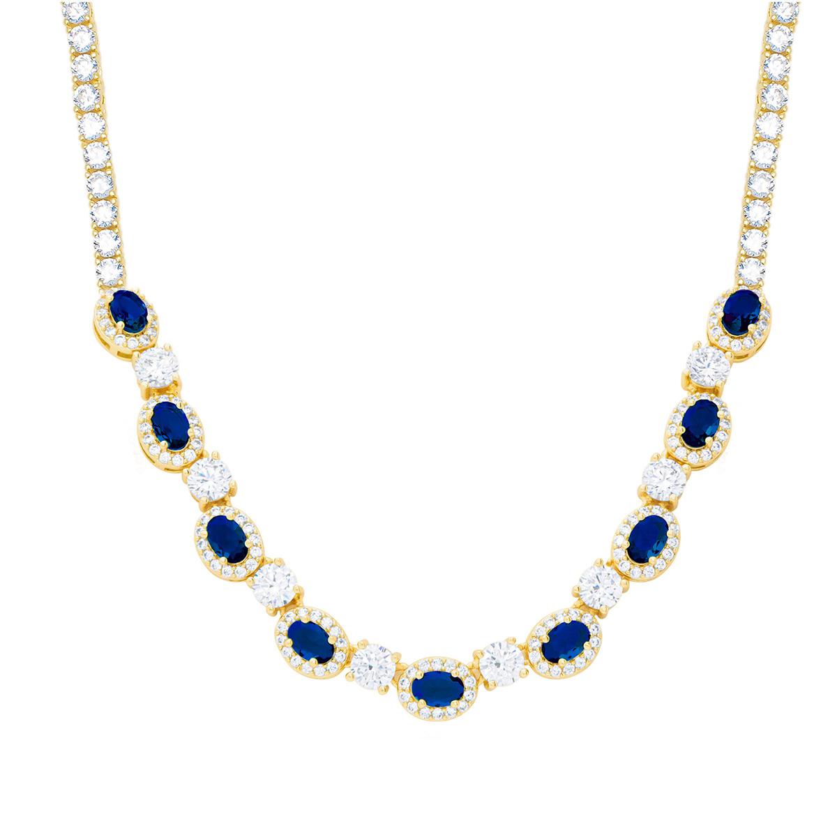 Gianni Argento Lab Sapphire Oval Frontal Necklace