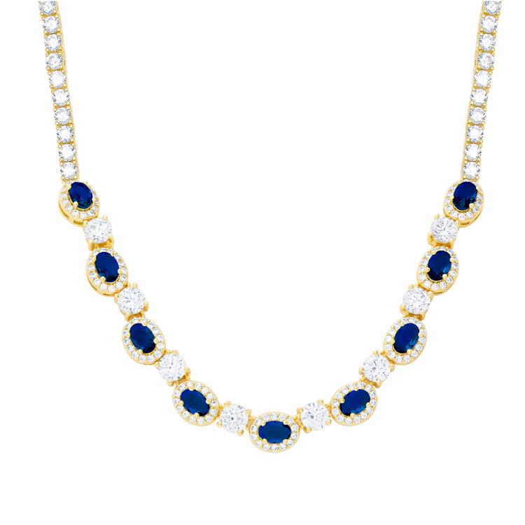 Gianni Argento Lab Sapphire Oval Frontal Necklace