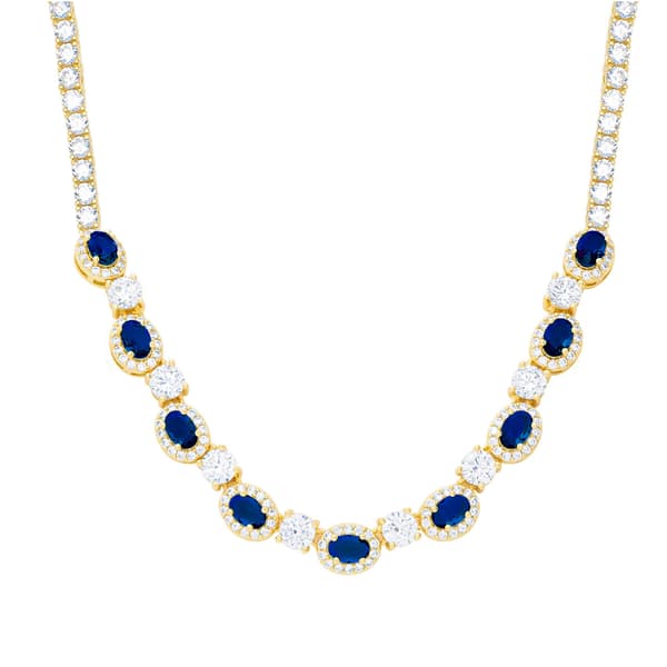 Gianni Argento Lab Sapphire Oval Frontal Necklace - image 