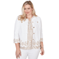 Petites Alfred Dunner Natural Wonder Leaf Cutout Embroidered Shi - image 1