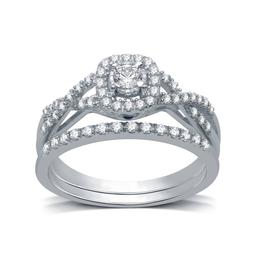 Loveblooms(tm) Sterling Silver 3/8ctw. Diamond Bridal Set