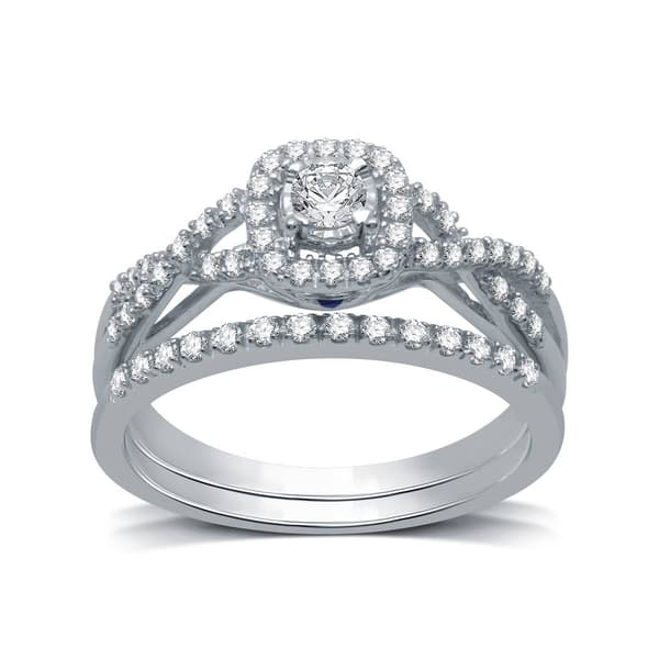 Loveblooms&#40;tm&#41; Sterling Silver 3/8ctw. Diamond Bridal Set