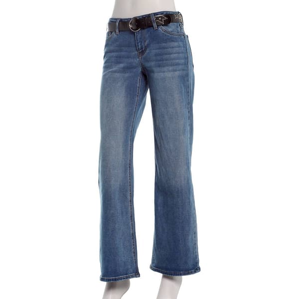 Juniors YMI(R) Britney Low Rise Wide Leg Jeans w/Black Leather Belt - image 