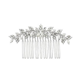 Roman Alice Looking Glass Silver-Tone Glass Flower Hair Comb