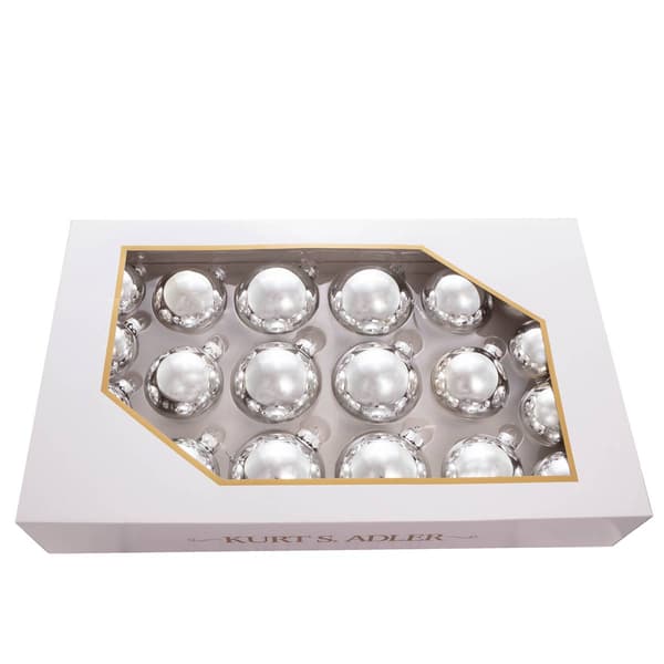 Kurt S. Adler 20pc. Shiny Silver Glass Ball Ornaments