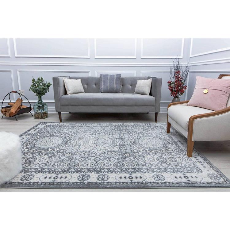 Rugs America™ Hailey Ice Cube Silver Abstract Vintage Area Rug