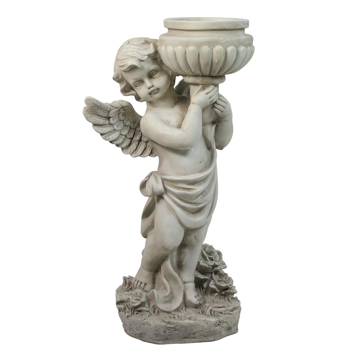 Northlight Seasonal 17in. Cherub Angel Holding a Bird Bath...
