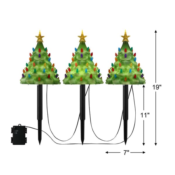 Mr. Christmas 9in. Lit Blow Mold Pathway Trees - Set of 3