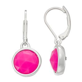 Napier Silver-Tone & Pink Illusion Drop Leverback Earrings