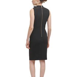 Womens Calvin Klein Sleeveless Crepe Tie Neck Sheath Dress