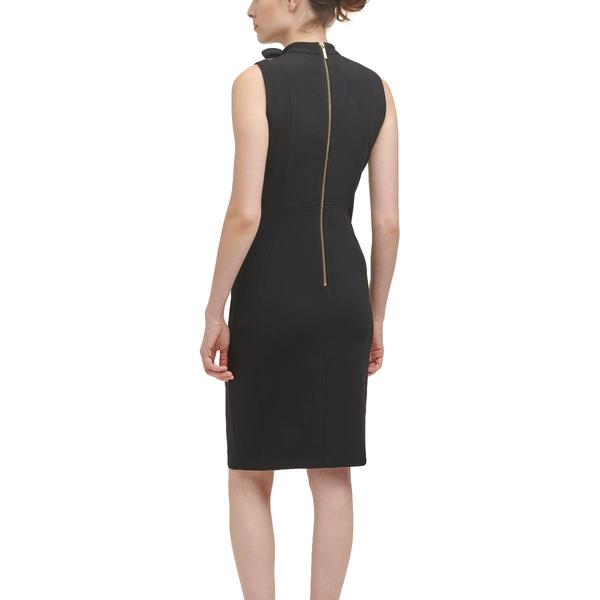 Womens Calvin Klein Sleeveless Crepe Tie Neck Sheath Dress