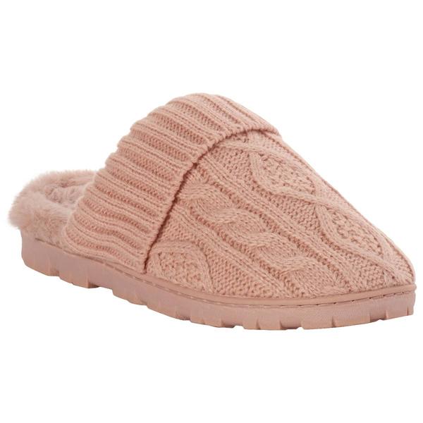 Womens Jessica Simpson Solid Cable Knit Scuff Slip On Slippers