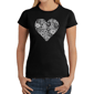 Womens LA Pop Art Heart Flowers Word Art T-Shirt - image 1