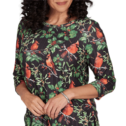 Petite Alfred Dunner Classics Cardinals On Branches Tee
