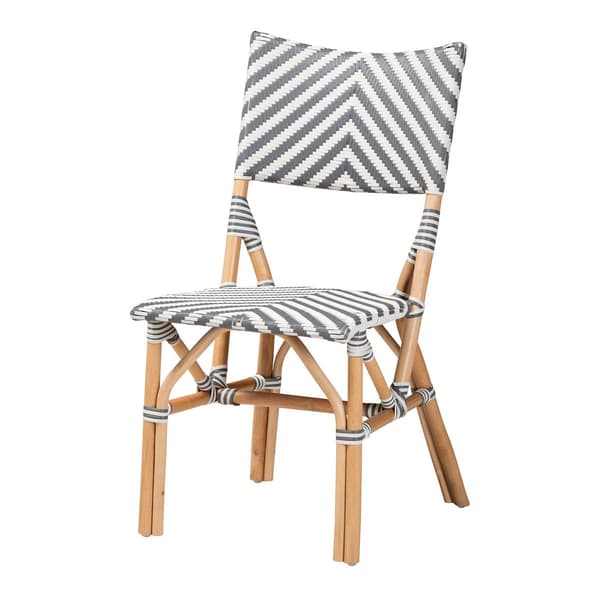 Baxton Studio Shai French Grey & White Weaving Bistro Chair - image 