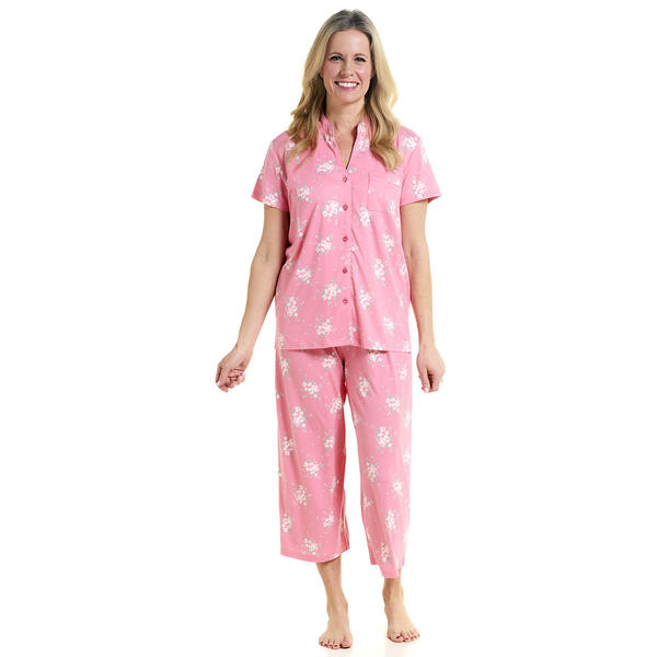 Petite White Orchid Short Sleeve Bouquets Pajama Set - image 