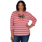 Plus Size Ruby Rd. Must Haves II Football Bow Stripe Tee - image 1