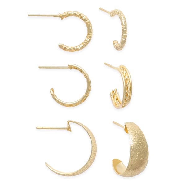 Freedom 3pr. Gold-Tone Trio Hoop Earrings - image 
