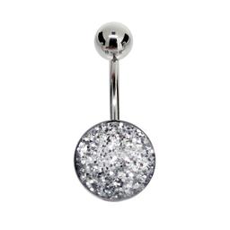 14-Gauge Surgical Steel Silver Glitter Belly Banana