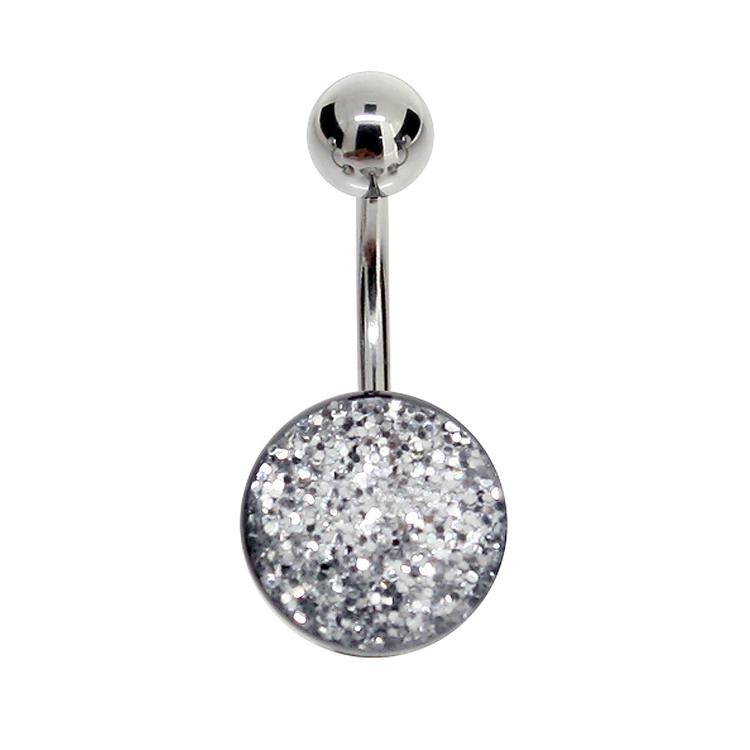14-Gauge Surgical Steel Silver Glitter Belly Banana