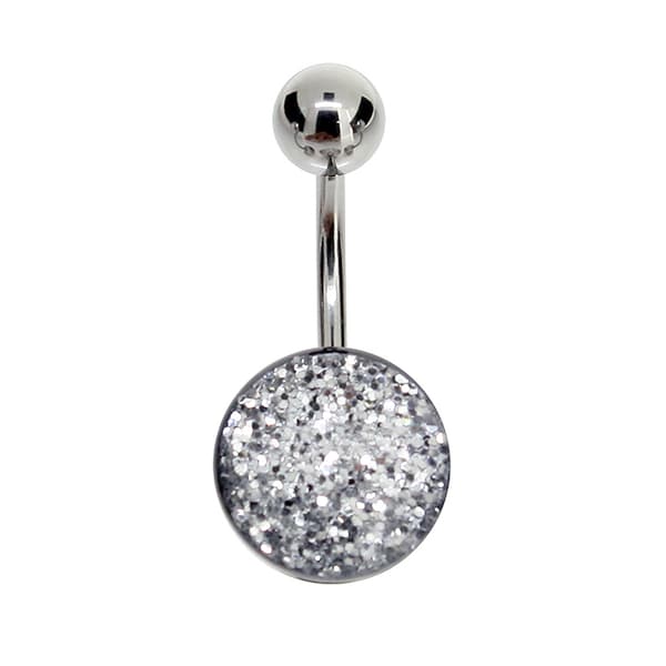14-Gauge Surgical Steel Silver Glitter Belly Banana - image 