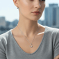 Saffron Sterling Silver Open Circle Moissanite Diamond Necklace - image 5