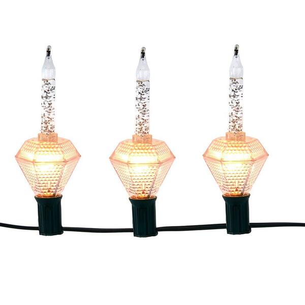Kurt Adler 7-Light Silver Glitter Diamond Bubble Light Set - image 