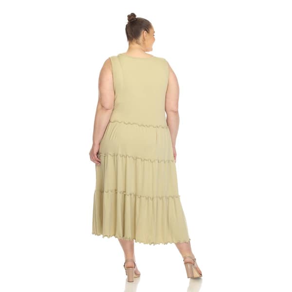 Plus Size White Mark Scoop Neck Tiered Midi Dress