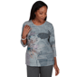 Womens Alfred Dunner Regent Street Ribbon Floral Textured Top - image 1